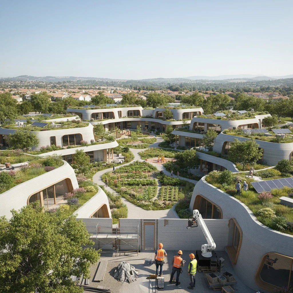 Sustainable 3D-printed multi-family housing complex under construction