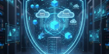 Cloud Security Platforms: 2026 Performance Analysis for US Enterprises Advanced cloud security shield protecting enterprise data in a multi-cloud environment