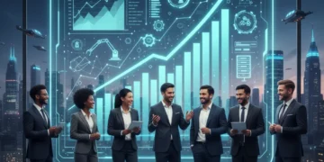 Financial dashboard showing 3x ROI from AI automation for US businesses.