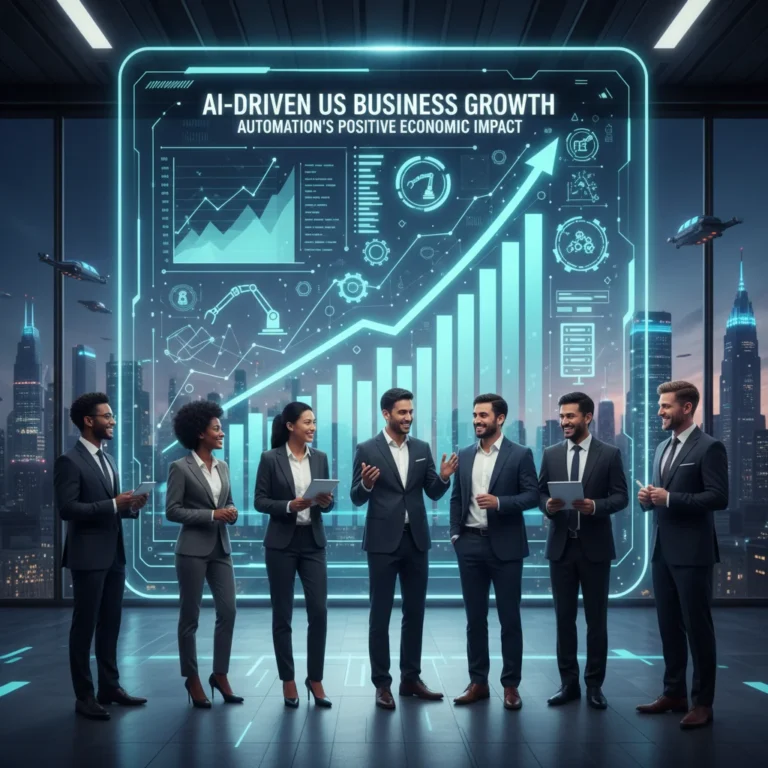 Financial dashboard showing 3x ROI from AI automation for US businesses.
