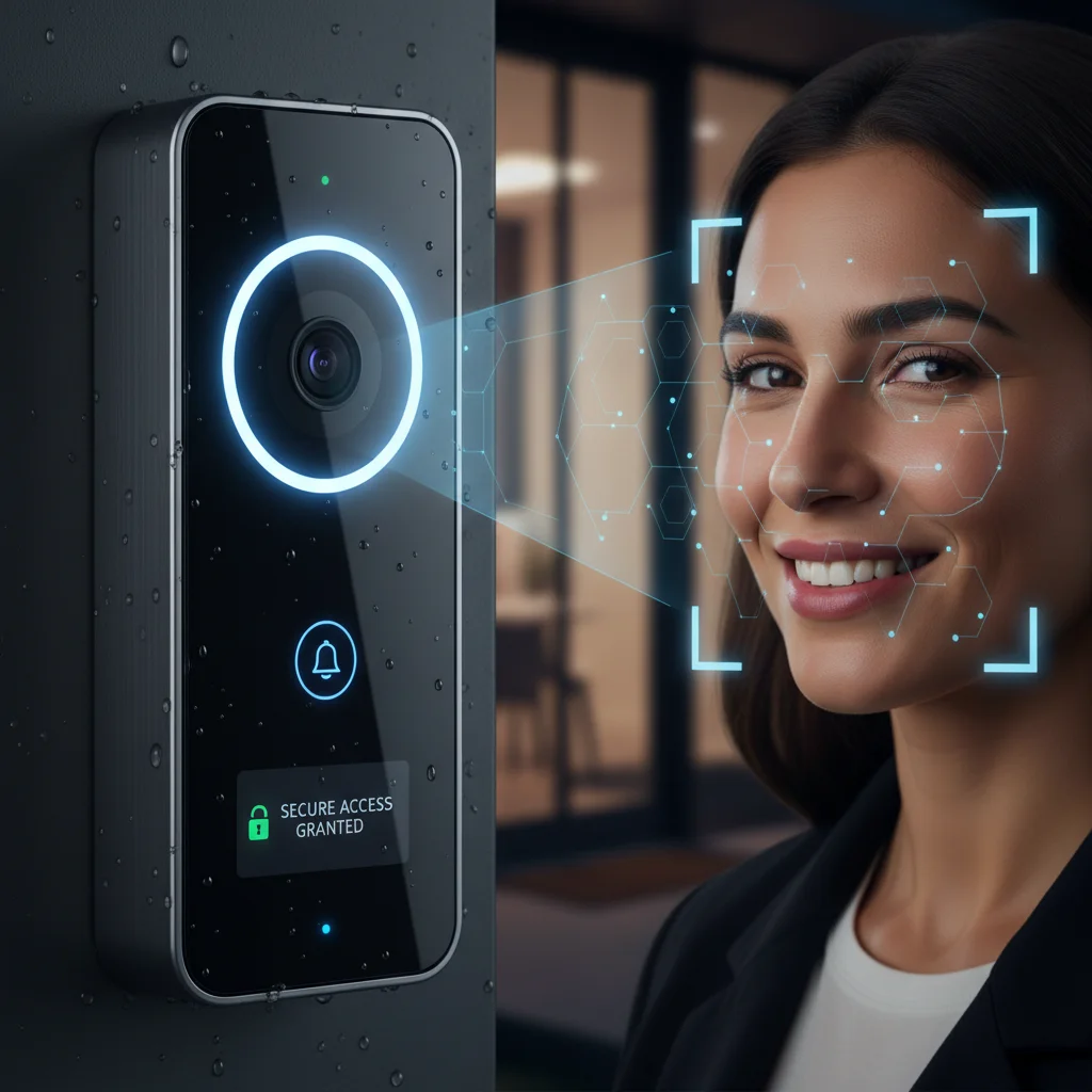 Smart doorbell with AI facial recognition technology