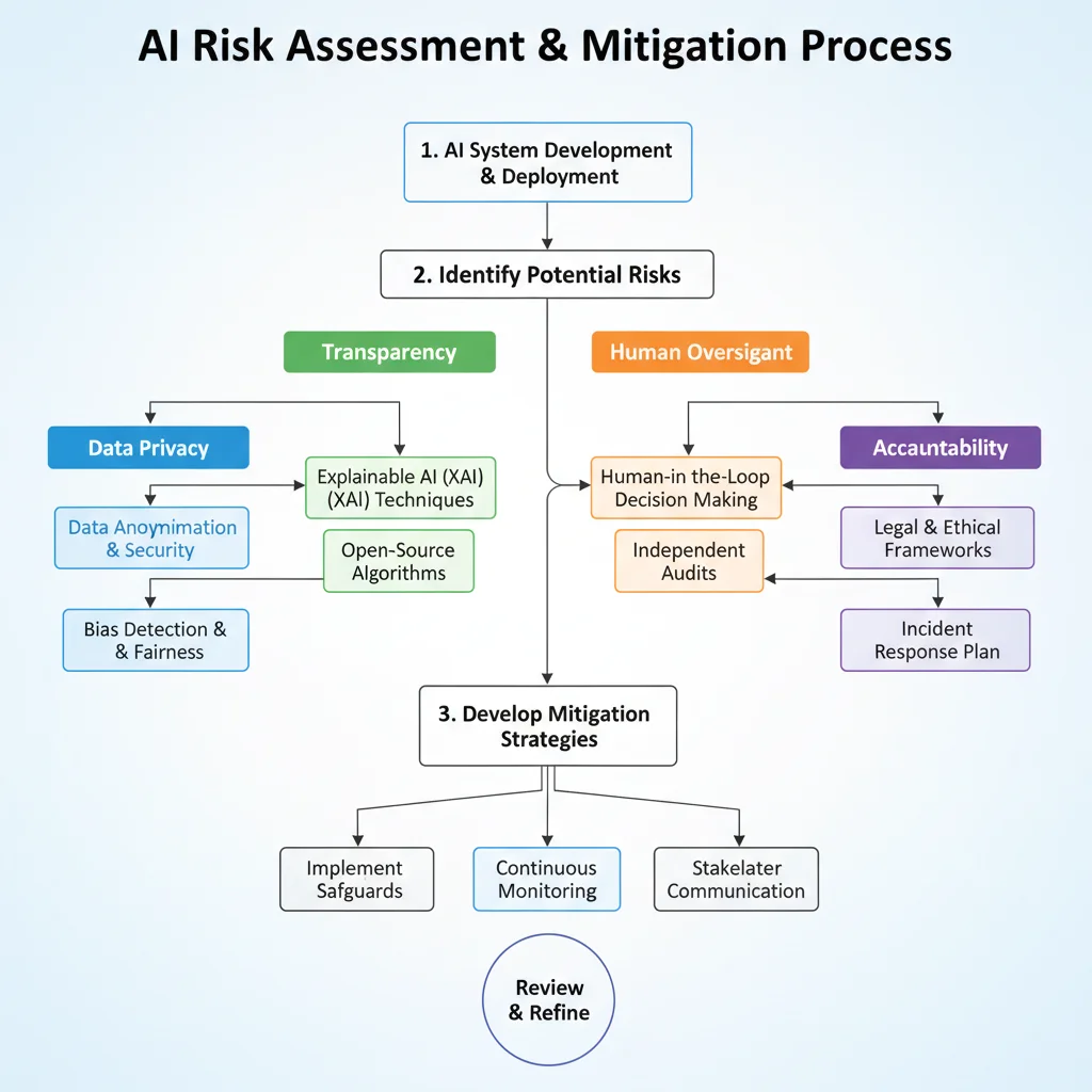 Flowchart depicting AI risk assessment and mitigation strategies.