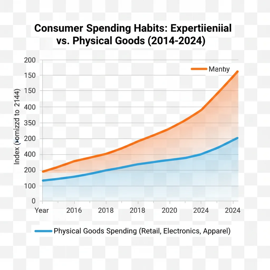 Graph showing increasing consumer spending on experiences versus traditional goods.