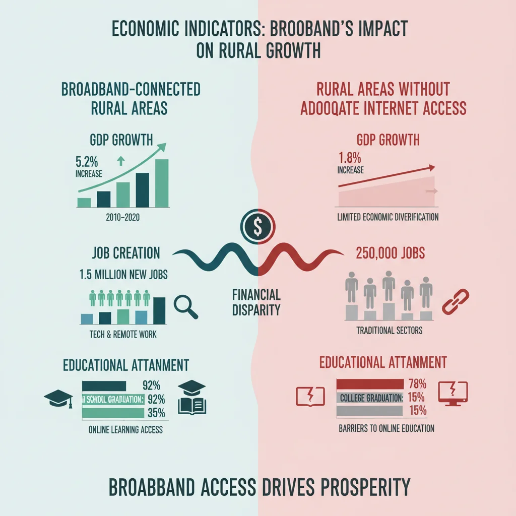 Infographic illustrating financial impact of digital divide on rural economies.
