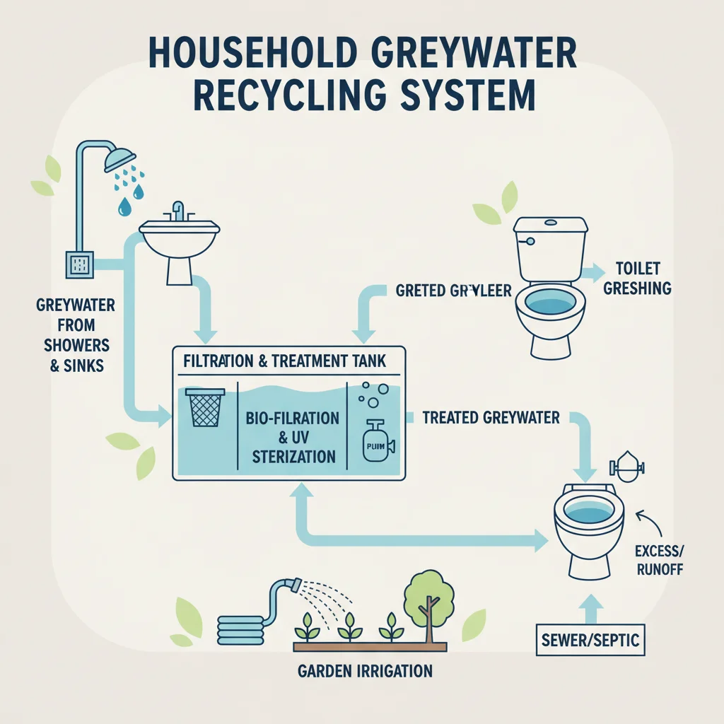 Infographic of a household greywater recycling system