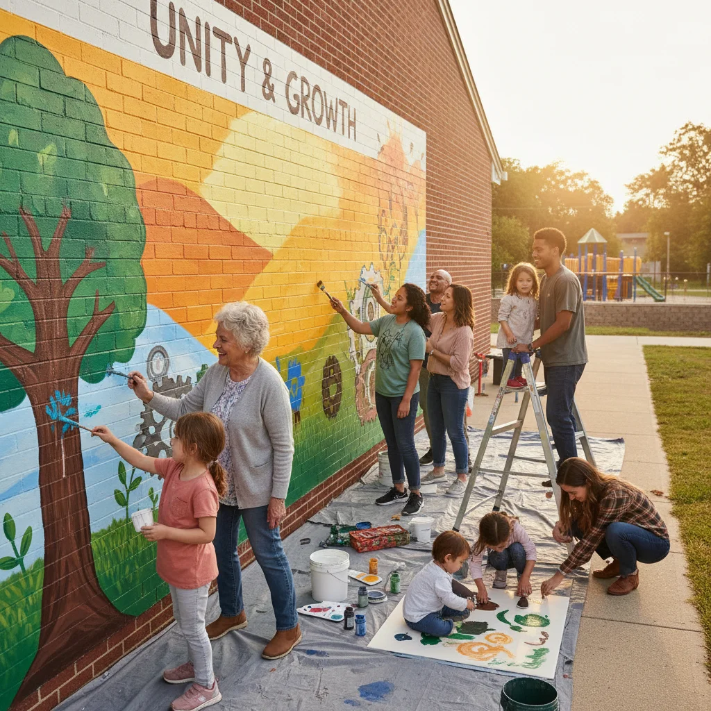 Multi-generational community collaboration and interaction in an aging society