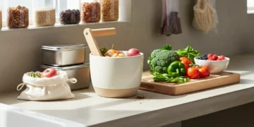 Unlock Insider Secrets: 3 Lesser-Known Strategies to Slash Household Waste by 20% Annually Kitchen counter with reusable containers and small trash bin, symbolizing waste reduction success