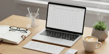Master Your Day: 7 Steps to 30% More Productivity & Optimized Routine Organized desk with planner and laptop for optimized daily routine