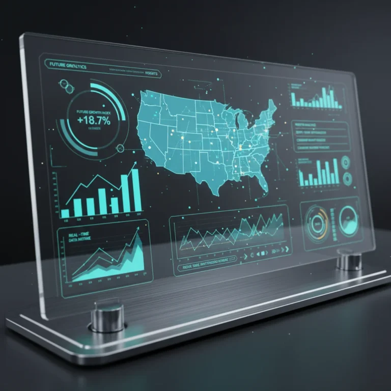 Predictive analytics dashboard showing data insights for US startups