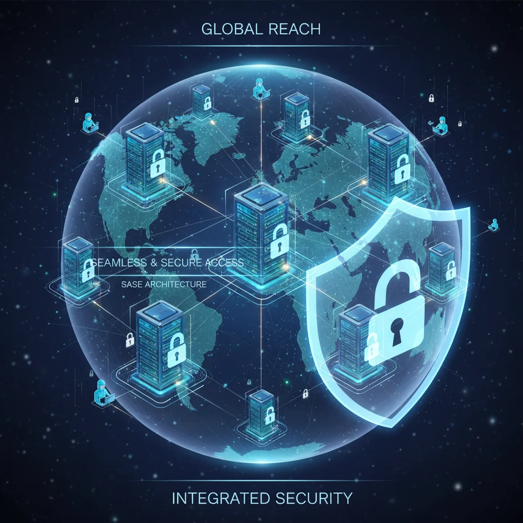 SASE architecture integrating global networks and secure access points
