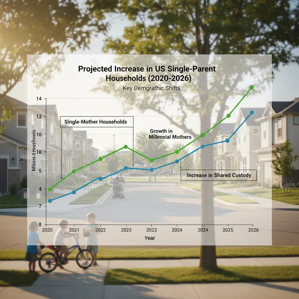 Projected growth of single-parent households in the US up to 2026.