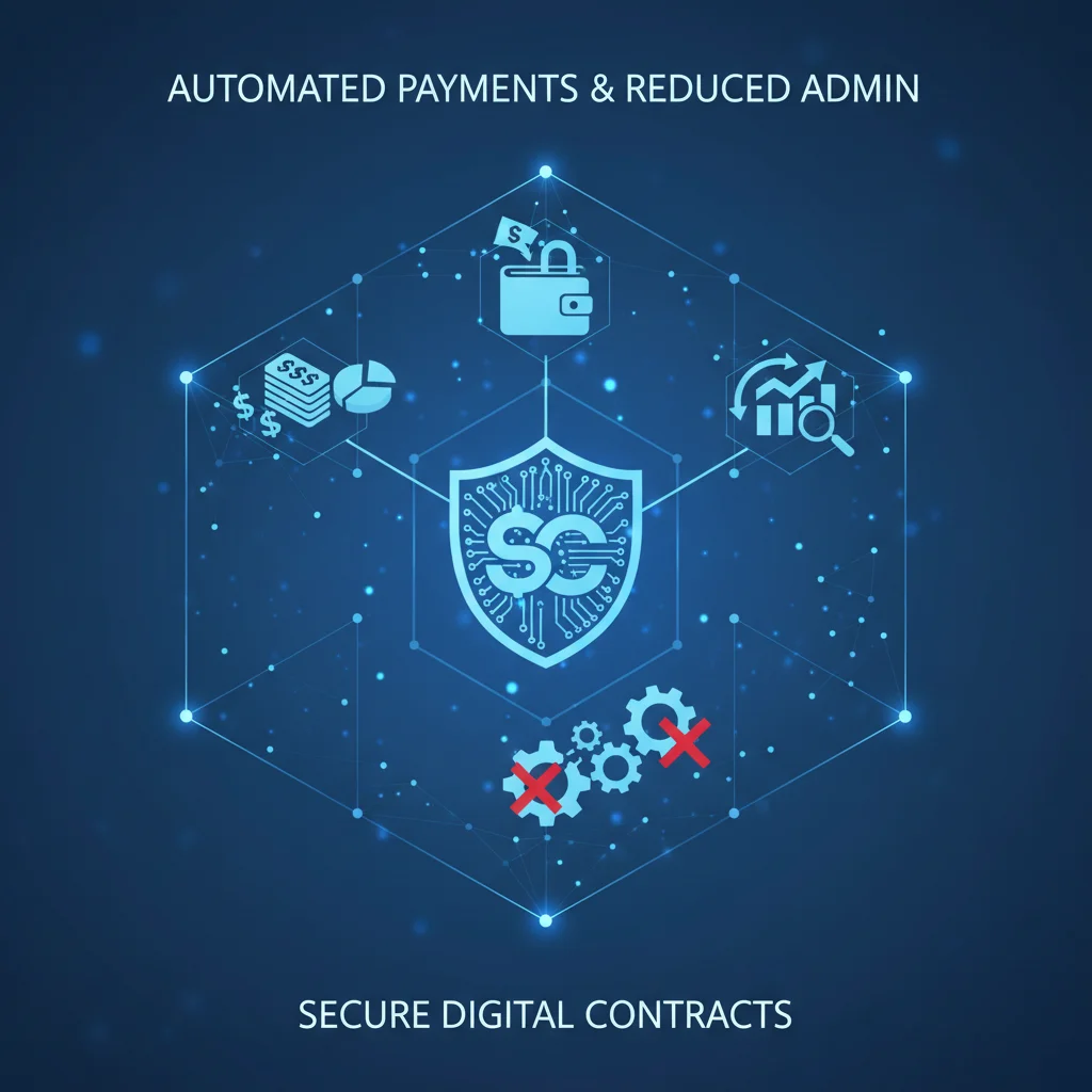 Smart contracts automating financial transactions and reducing overhead in supply chain.