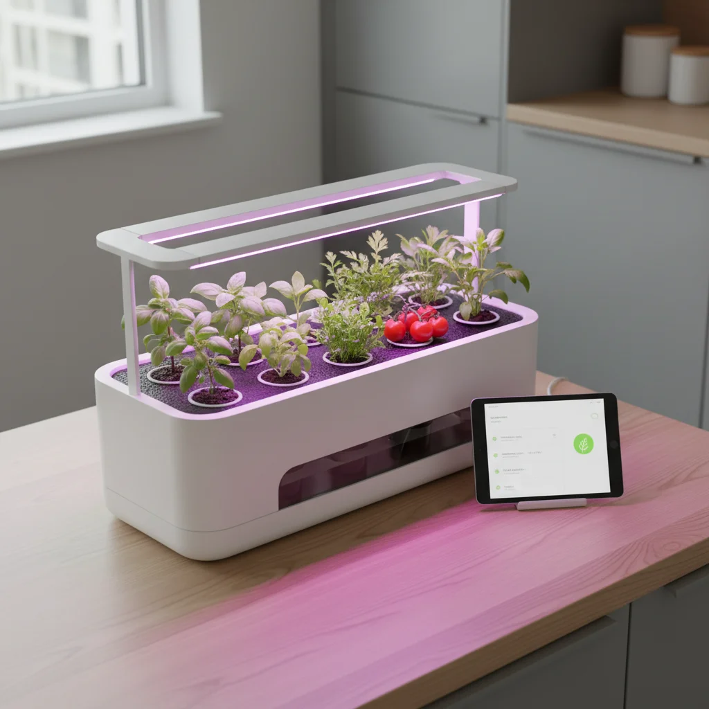 Indoor smart garden system with LED lights and tablet control