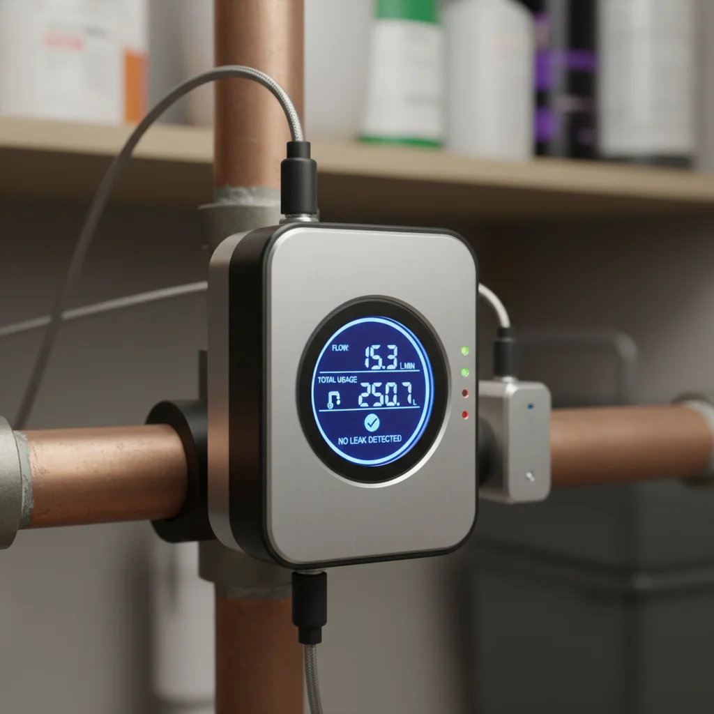 Smart water leak detection sensor on a pipe