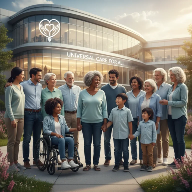 Diverse group symbolizing universal healthcare access in 2026