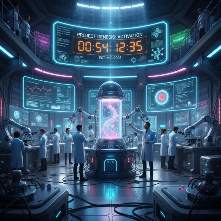 Scientists working in a high-tech lab, symbolizing US biotech funding urgency.