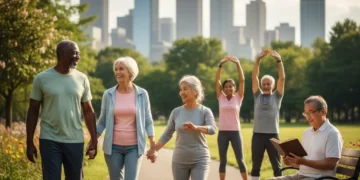 Vibrant older adults engaging in community activities, representing America's aging population