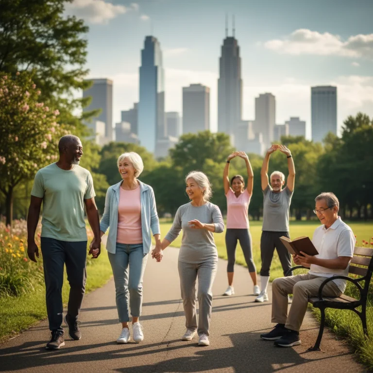 Vibrant older adults engaging in community activities, representing America's aging population