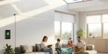 Cut Home Energy Bills: 5 Hacks to Save 15% by 2026 Family enjoying a comfortable, energy-efficient home with smart devices