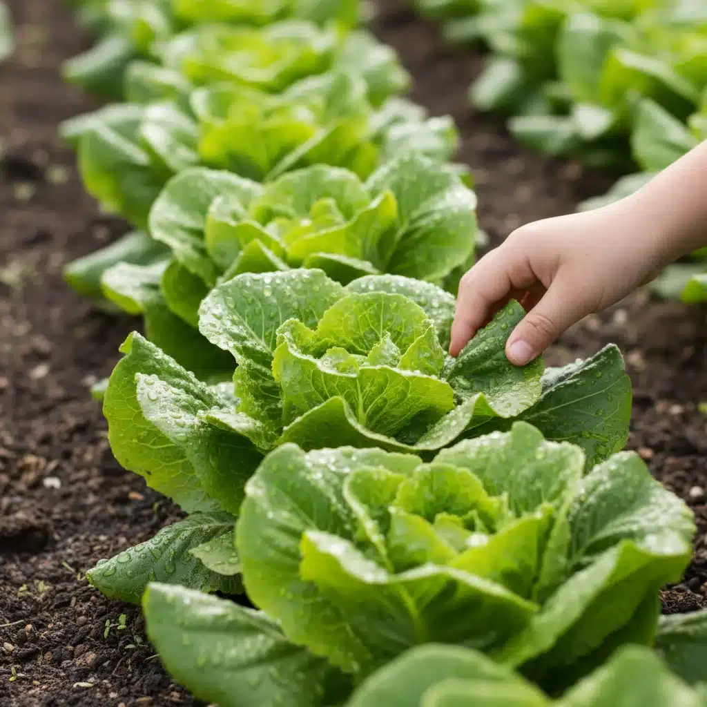 Fresh green lettuce growing in a home garden, ready for harvest.