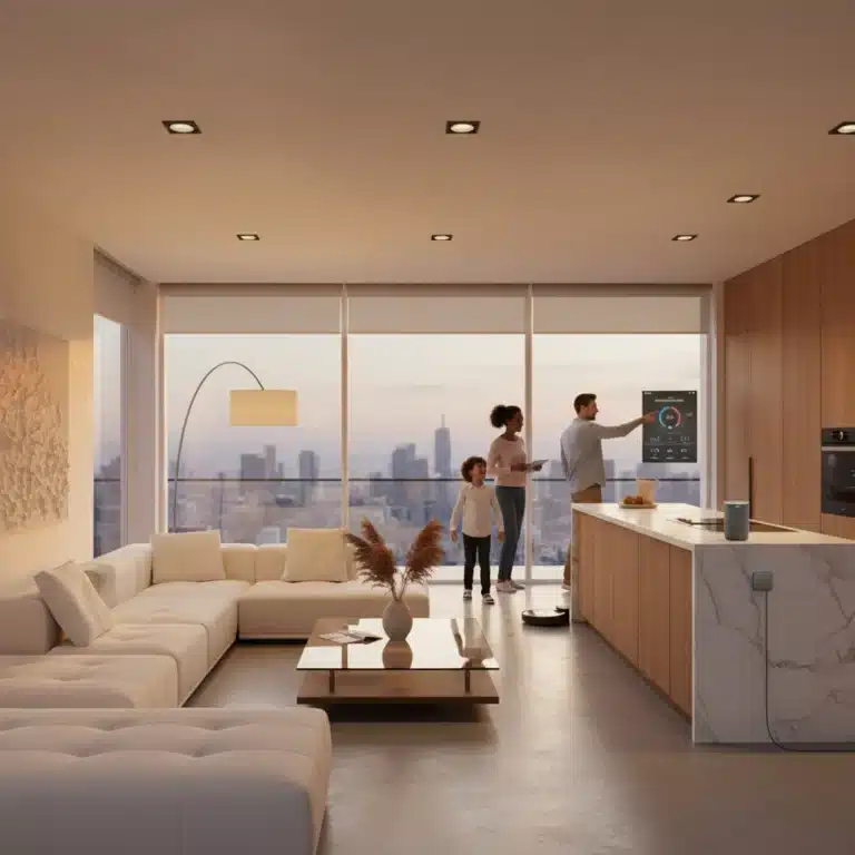 Smart home devices enhancing daily life in a modern US household
